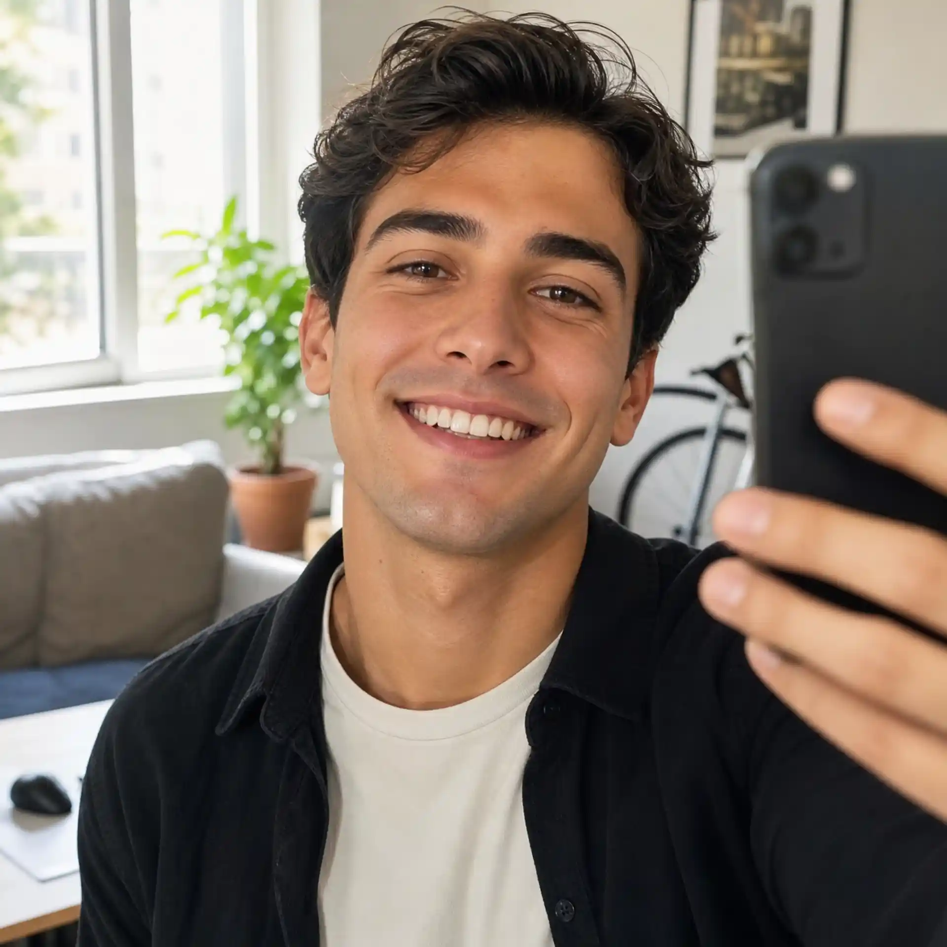 Mustache remover enhancing natural social media selfies by clearing stubble and harmonizing skin tones