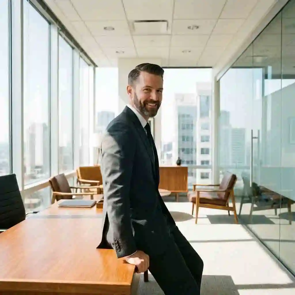 Professional classic side part with a short boxed beard, the gold standard for office environments and one of the most reliable best hairstyles with beard for building trust.