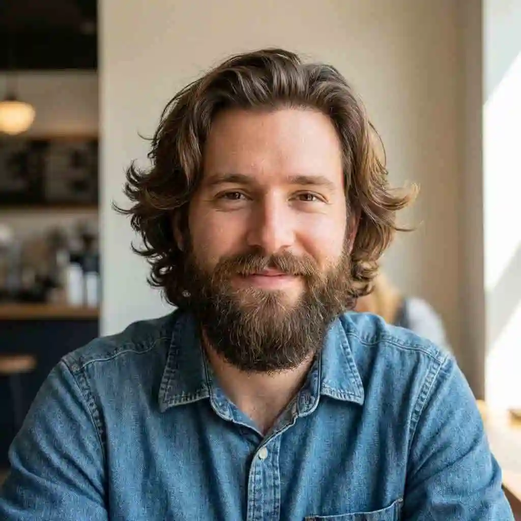 Oblong face shape advice, showing how to avoid extra length and add width with volume on the sides to find the most flattering best hairstyles with beard.