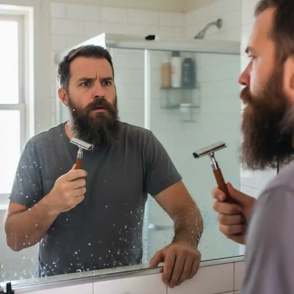 Comparison of a man with and without a beard using a beard remover tool, helping users preview their look before committing to growing one of the best hairstyles with beard.