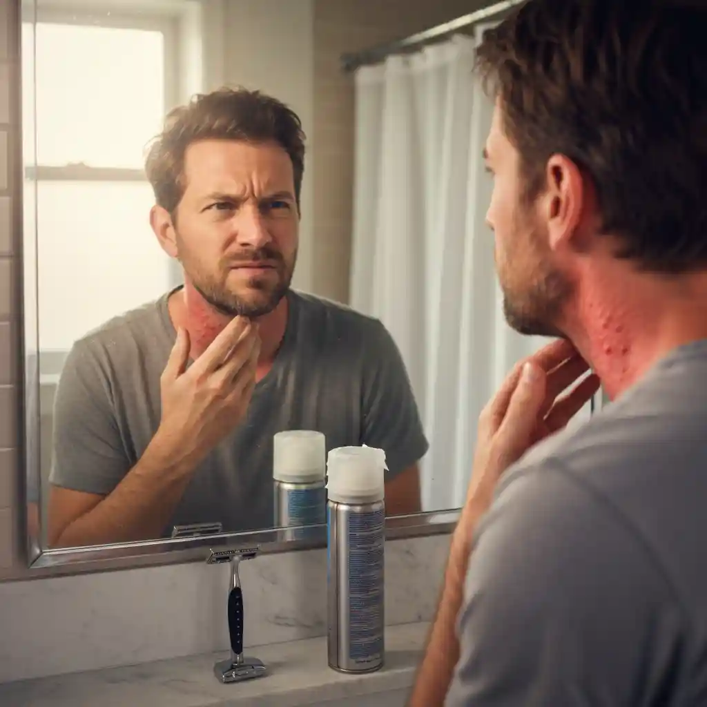 Result image showing post-treatment skin clarity achieved with beard removal cream, highlighting reduced irritation, softer regrowth, and a clean-shaven appearance compared to traditional razor shaving on sensitive facial areas.