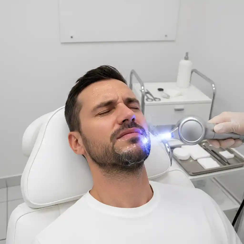 Laser hair reduction compared with beard removal cream, highlighting higher cost, pain, and multiple sessions for laser, while cream offers accessible, painless grooming results without permanent follicle destruction.
