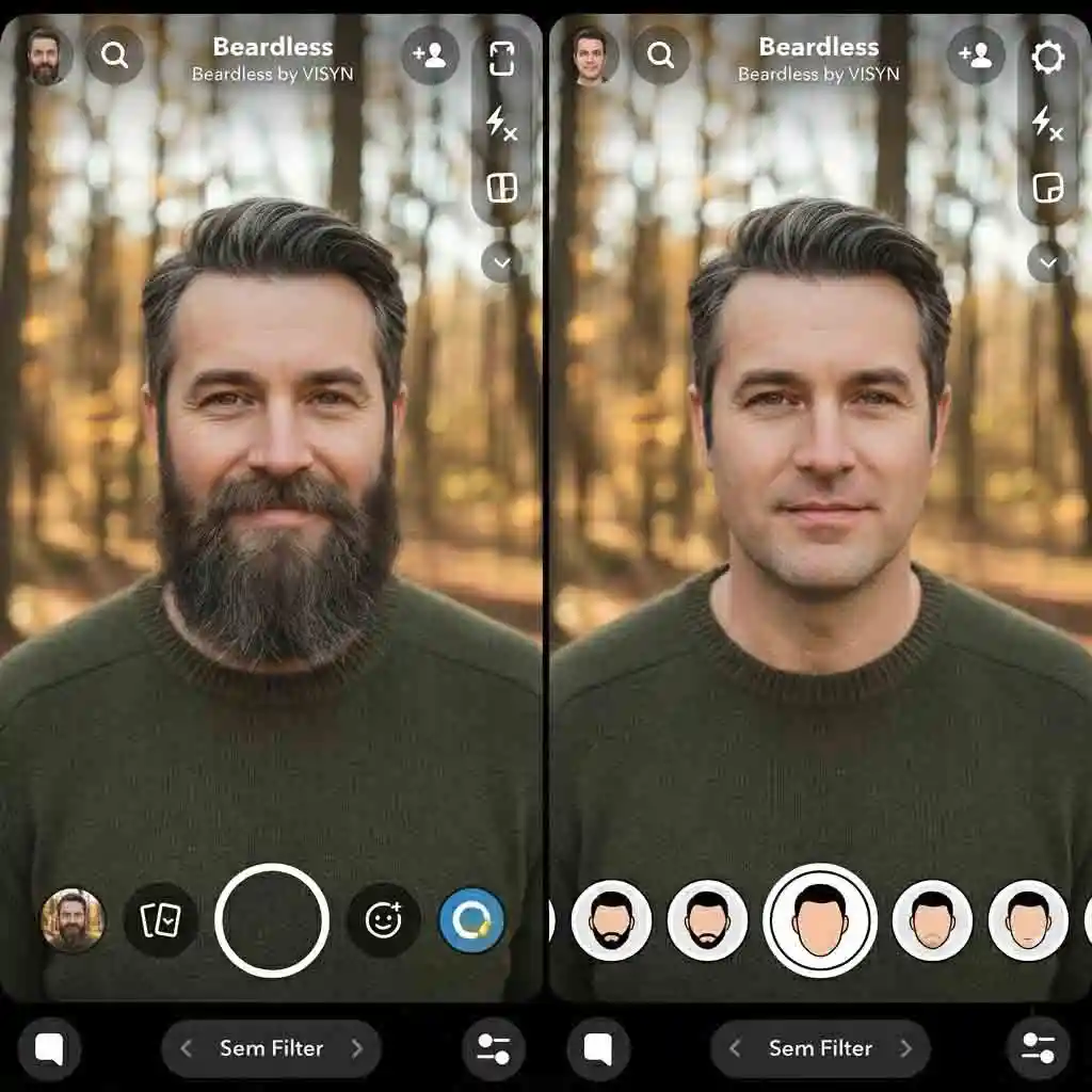 Friends reacting to a live clean-shave effect created with an app that removes facial hair, capturing humor, surprise, and social engagement while showcasing accessible AR filters for entertaining, low-effort transformations on mobile devices.