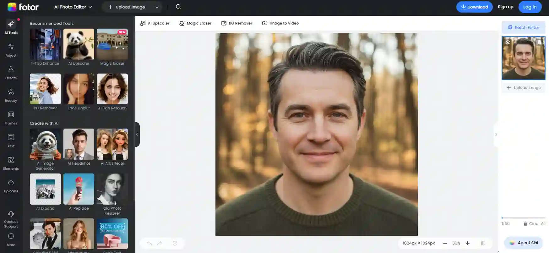 Balanced edit created by an app that removes facial hair using Fotor, combining AI assistance with manual refinements for realistic texture, consistent lighting, and clean edges that look believable in high-resolution portraits.
