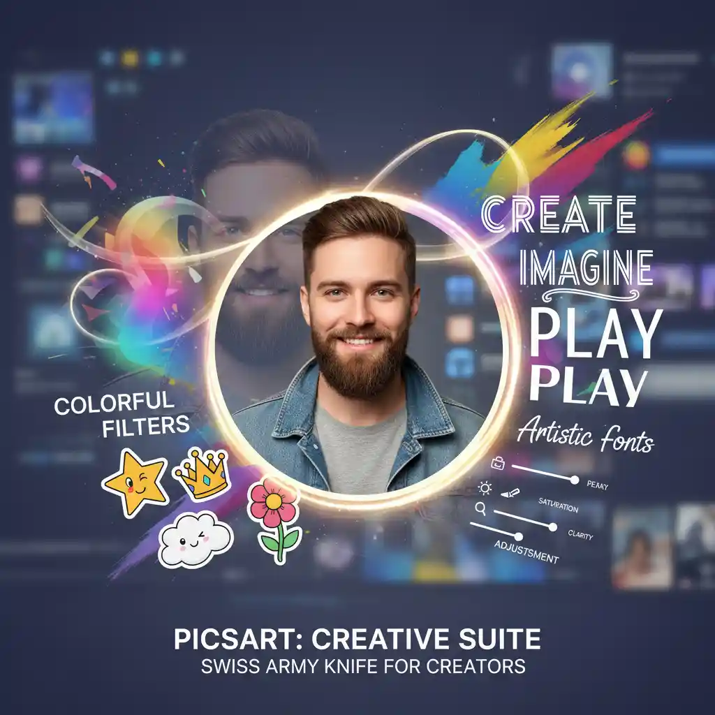 Detailed view of Picsart’s retouching tools used to emulate a Beard Remover Filter, including cloning clean skin, blending edges, and refining lighting for more realistic results.