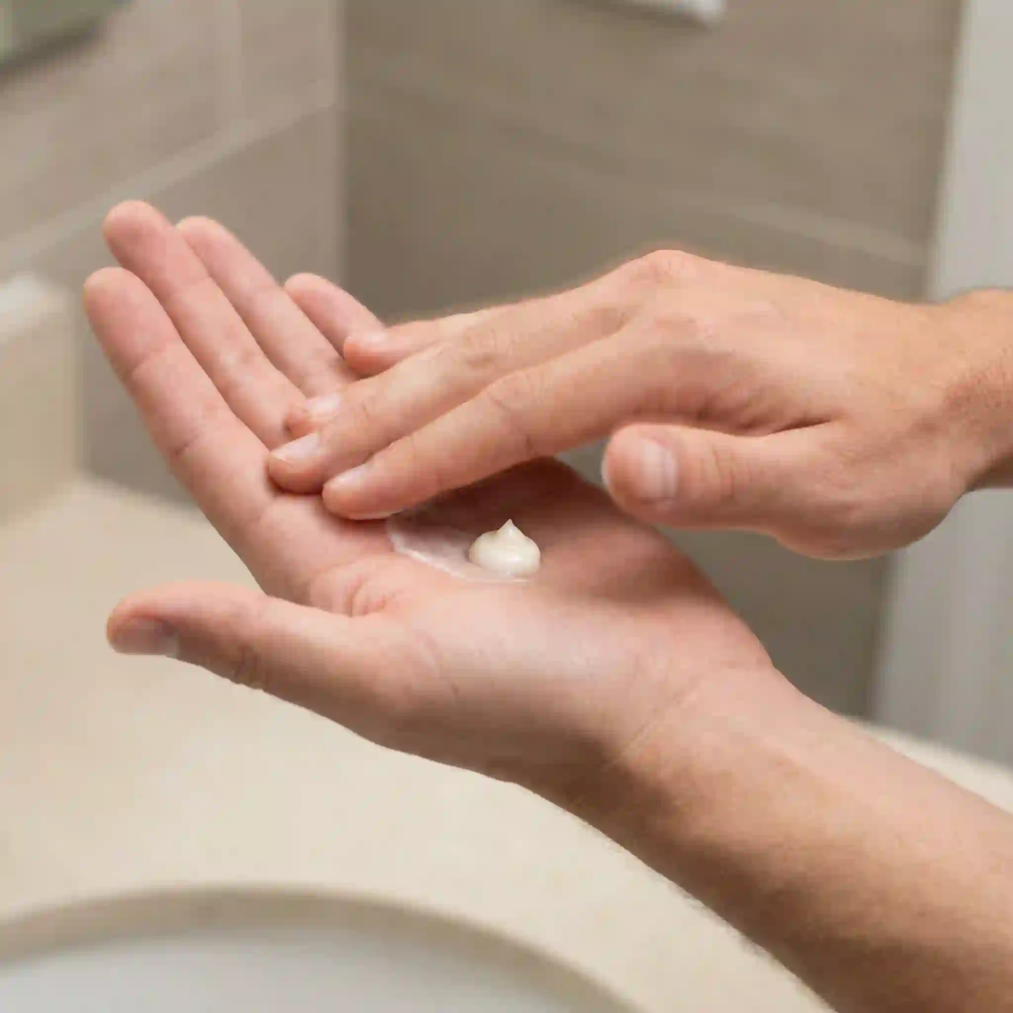 applying pea sized amount of best aftershave balm for sensitive skin