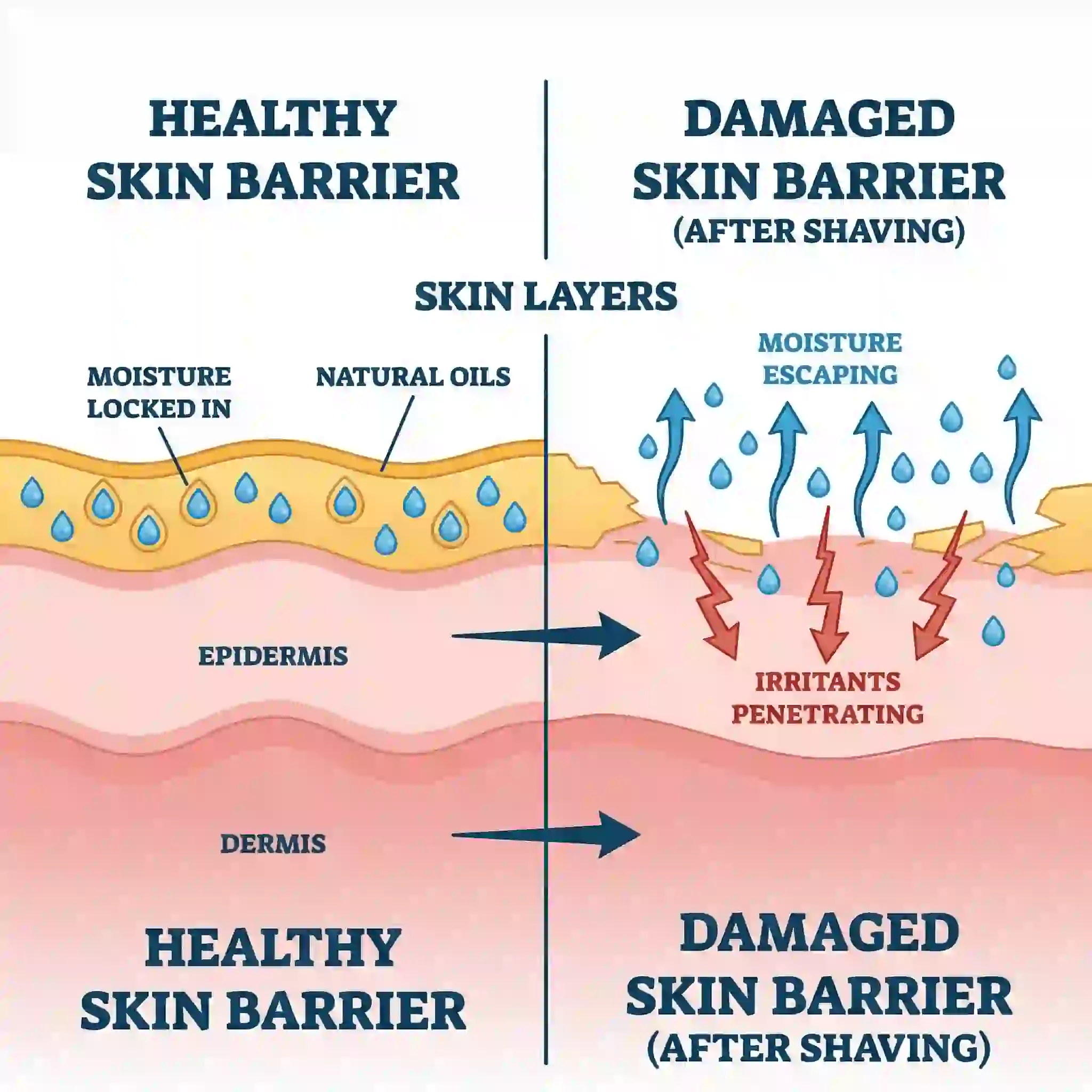 illustration of skin barrier damage needing best aftershave balm for sensitive skin