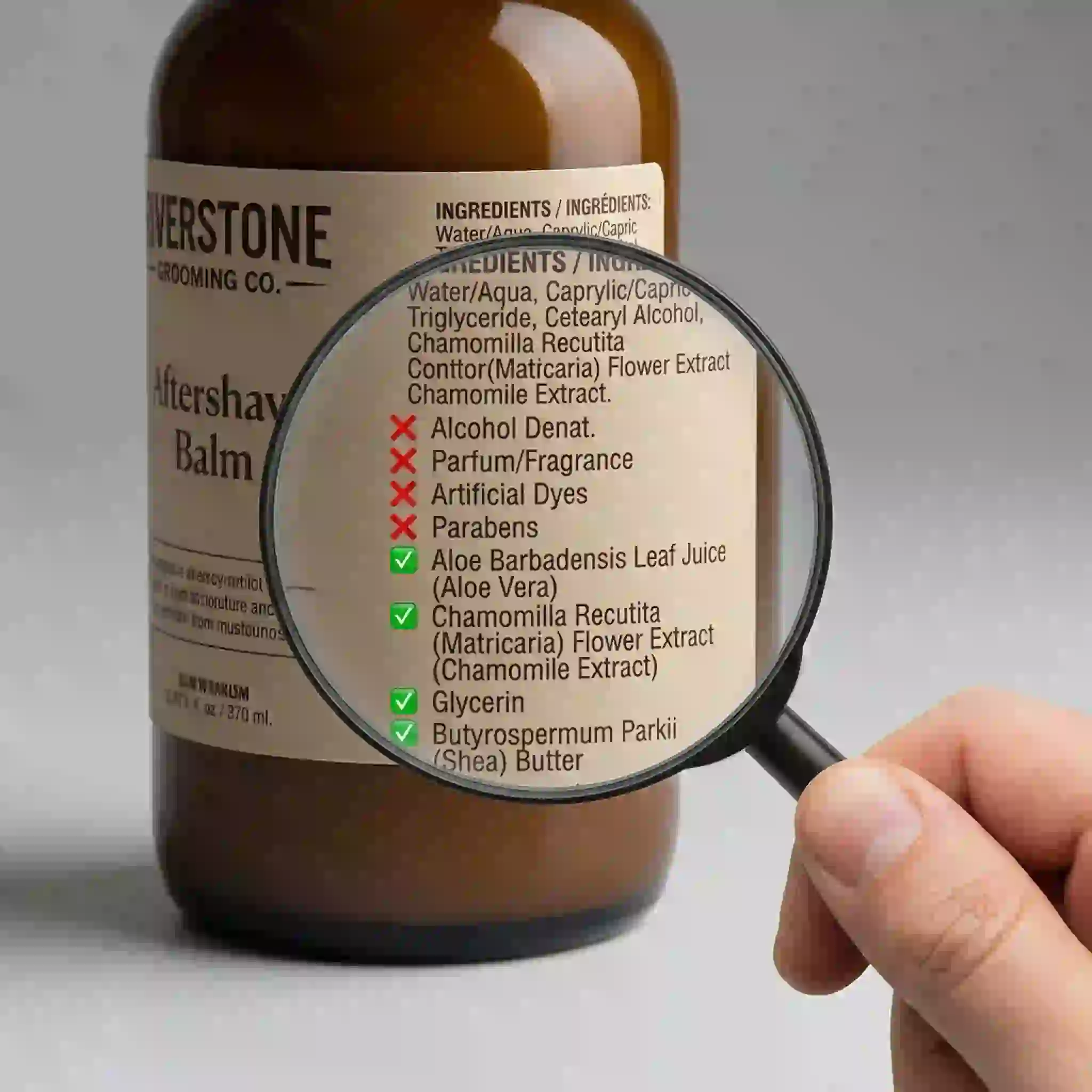 reading ingredient labels to find best aftershave balm for sensitive skin