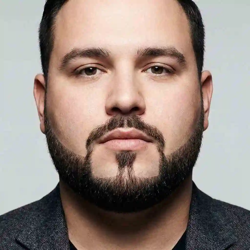 The Anchor beard style shown here helps sculpt a sharper jawline, making it a top contender for the best beard for round face by adding angular definition to softer facial curves.