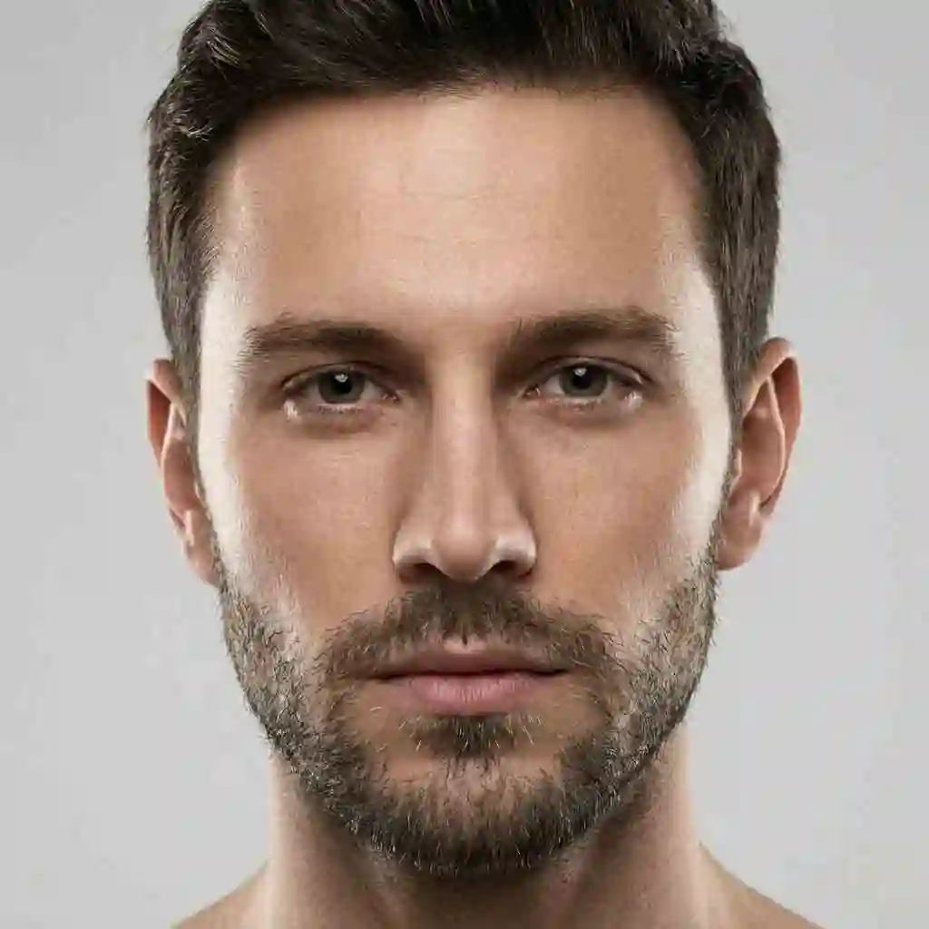 A man sporting heavy stubble which is a timeless and versatile option often chosen as the best beard for your face shape for oval faces.