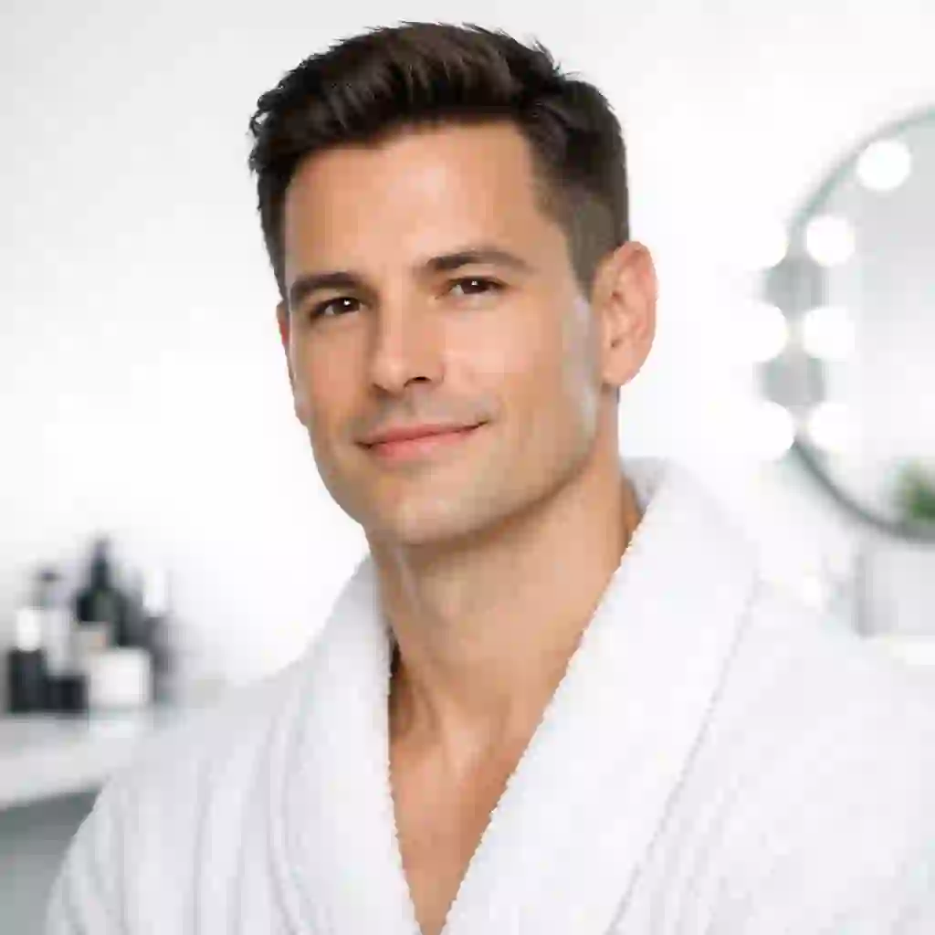 A professional clinic applying laser for beard removal treatment on a male patient, delivering precise energy pulses to achieve permanent beard reduction and smoother skin