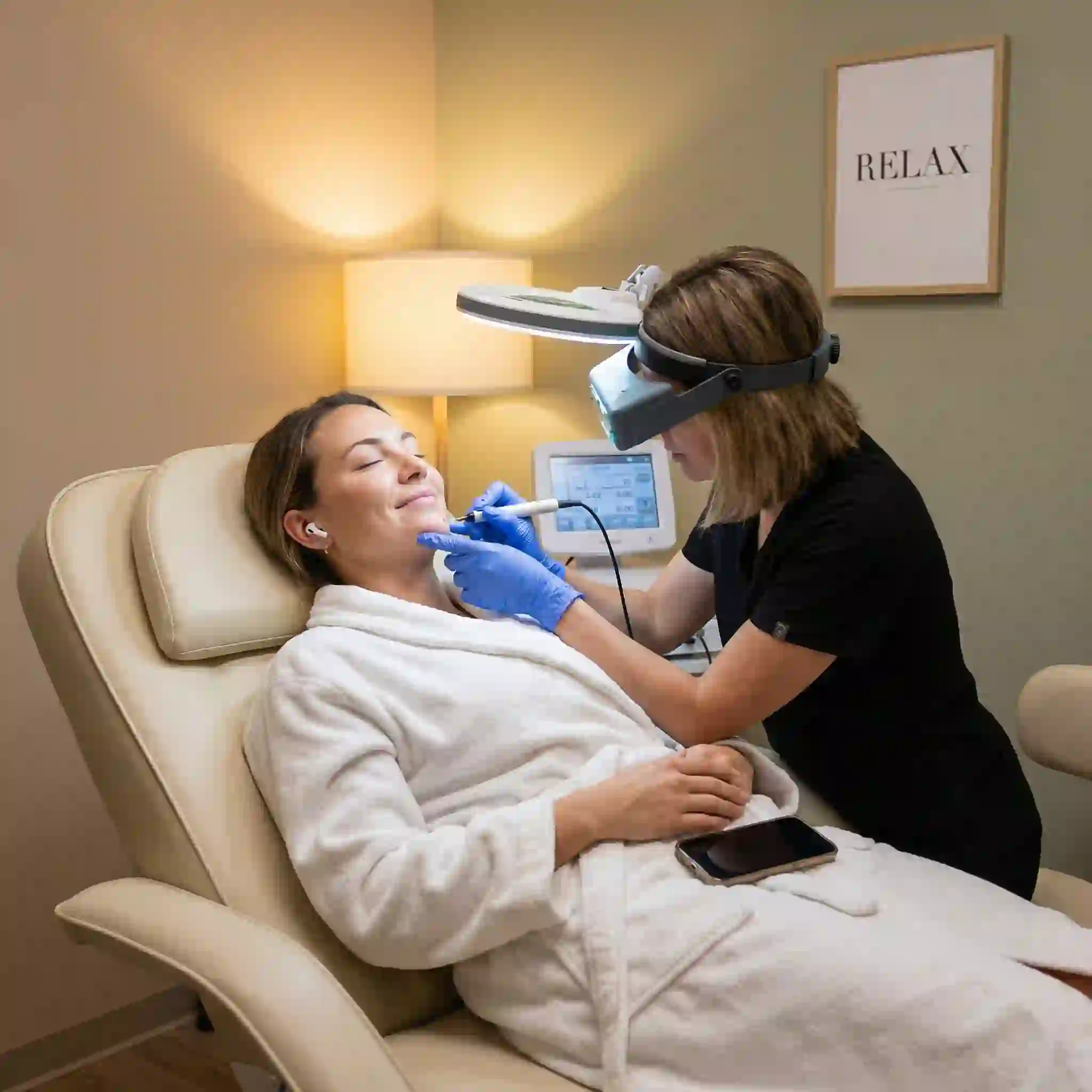 Utilizing deep breathing exercises and steady relaxation techniques to proactively calm the nervous system and minimize physical discomfort during an intensive and highly focused permanent beard electrolysis treatment session.