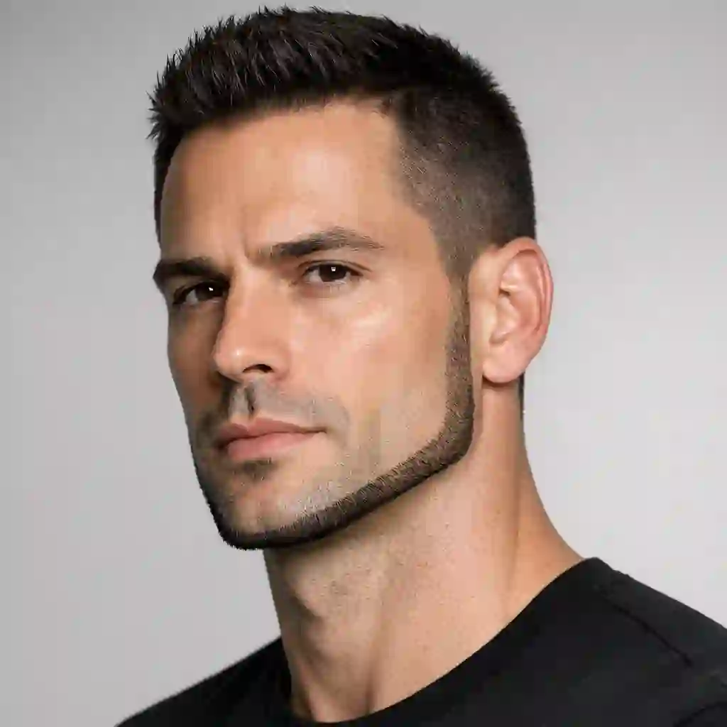 A stark Chin Strap look highlighting a thin line of hair carefully sculpted along the jawline, demonstrating minimalist jawline-defining options among various distinctive and bold beard styles.