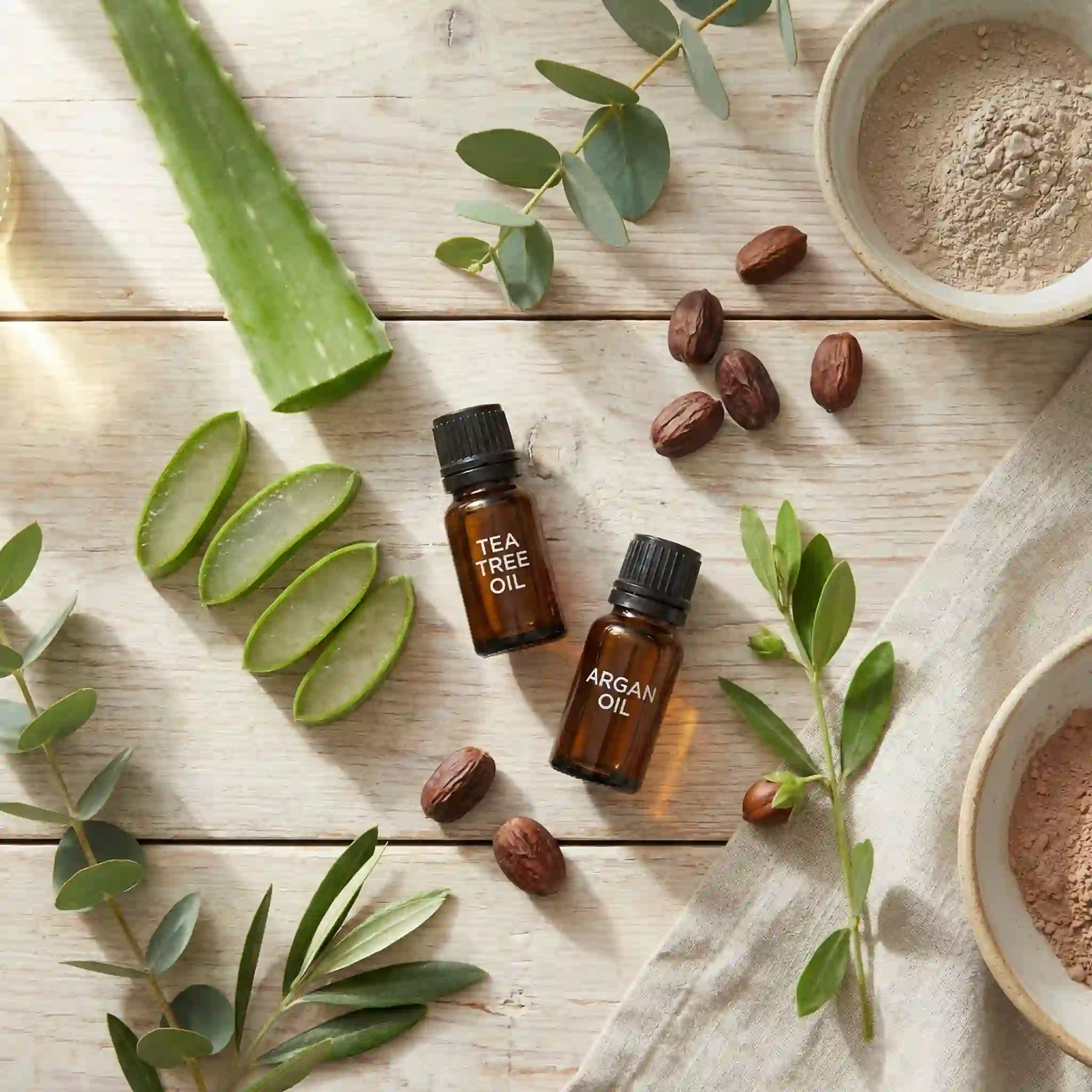 beard dandruff shampoo natural ingredient guide featuring tea tree oil, aloe vera, jojoba oil, and argan oil for calmer facial skin