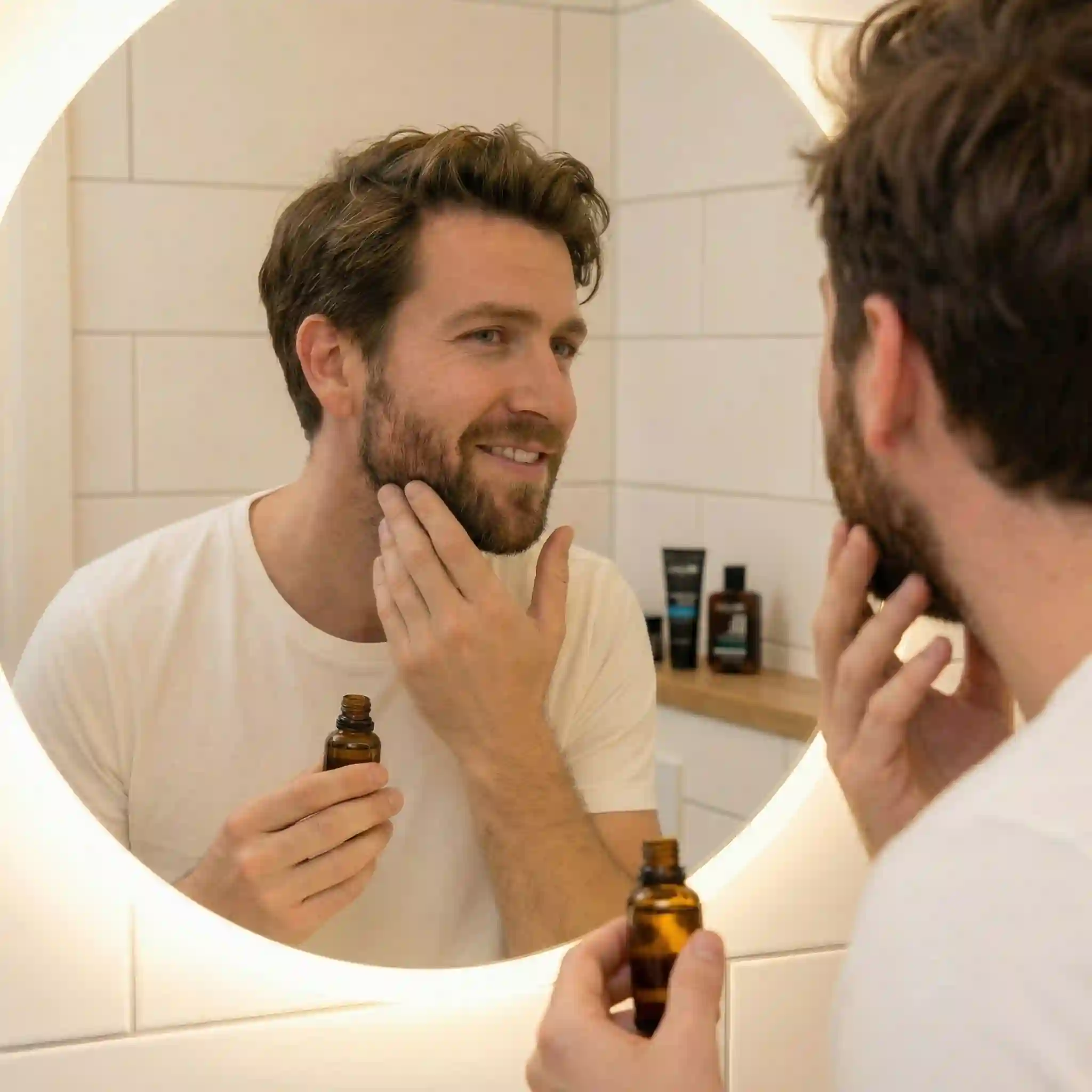 Pre-styling beard wash, oil, and balm used as a beard enhancer routine to soften facial hair before shaping, trimming, and daily maintenance.