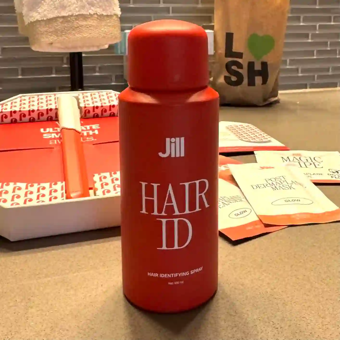 hair identifier spray for sensitive skin from JILL Magic, emphasizing a gentler approach to revealing facial hair before careful dermaplaning