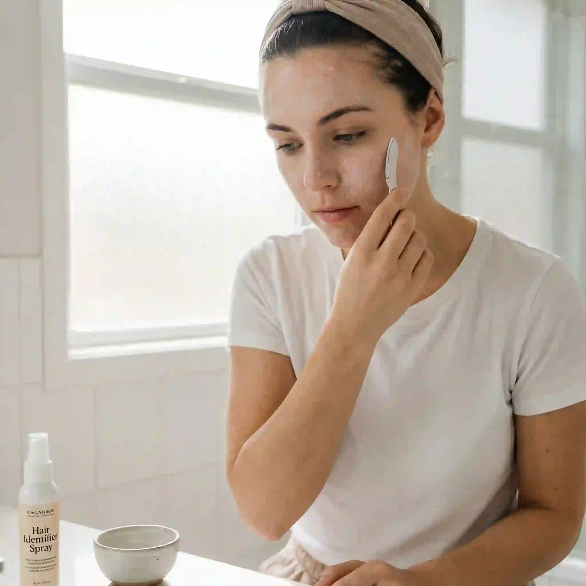 hair identifier spray helping at-home dermaplaning users spot fine hairs, avoid missed patches, and reduce repeated strokes on sensitive facial areas