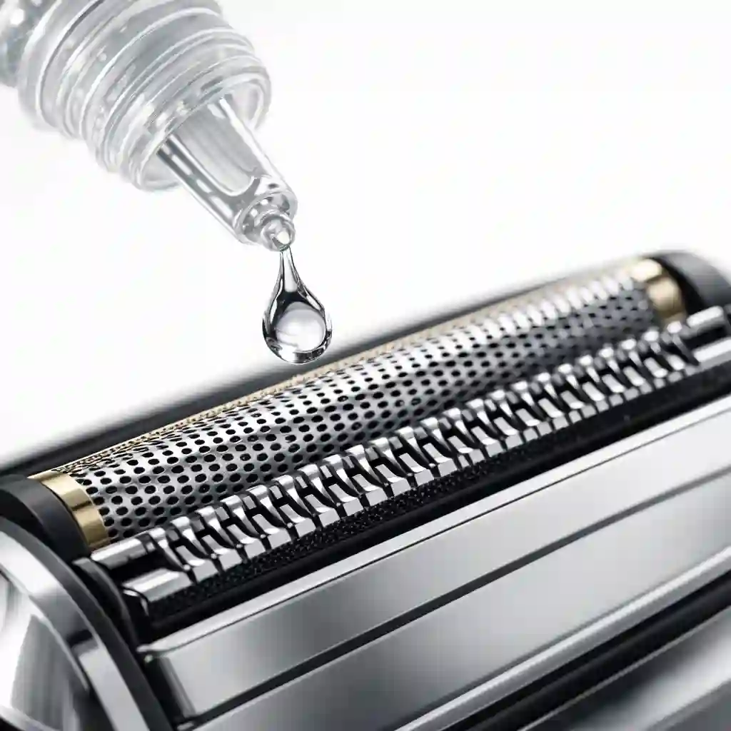 Applying specialized lubricating oil across the cutters is the final and crucial step in mastering how to clean electric shaver blades, keeping them sharp and minimizing friction.