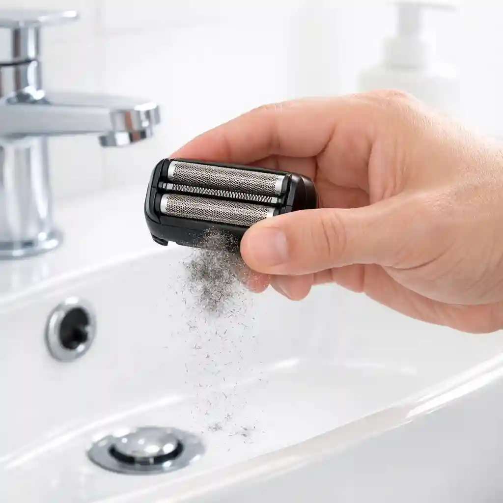 Execute a 30-second post-shave routine after every use, tapping out clippings and rinsing, an essential step in how to clean electric shaver blades for daily hygiene.