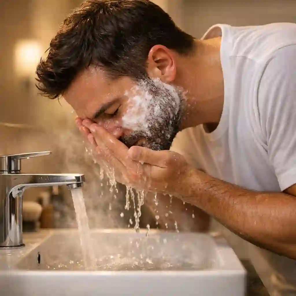 Preparation image for how to get rid of razor bumps by cleansing skin, softening coarse hair, and applying pre-shave oil so the razor glides smoothly with less tugging and trauma.