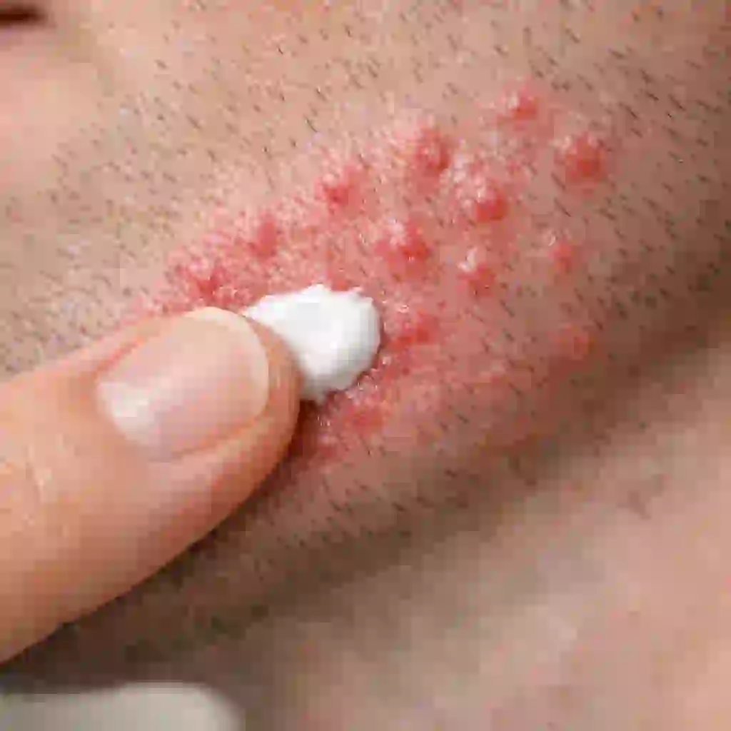 Product-focused image about how to get rid of razor bumps fast with low-strength hydrocortisone cream, highlighting short-term redness control, itch relief, and careful use before important events.