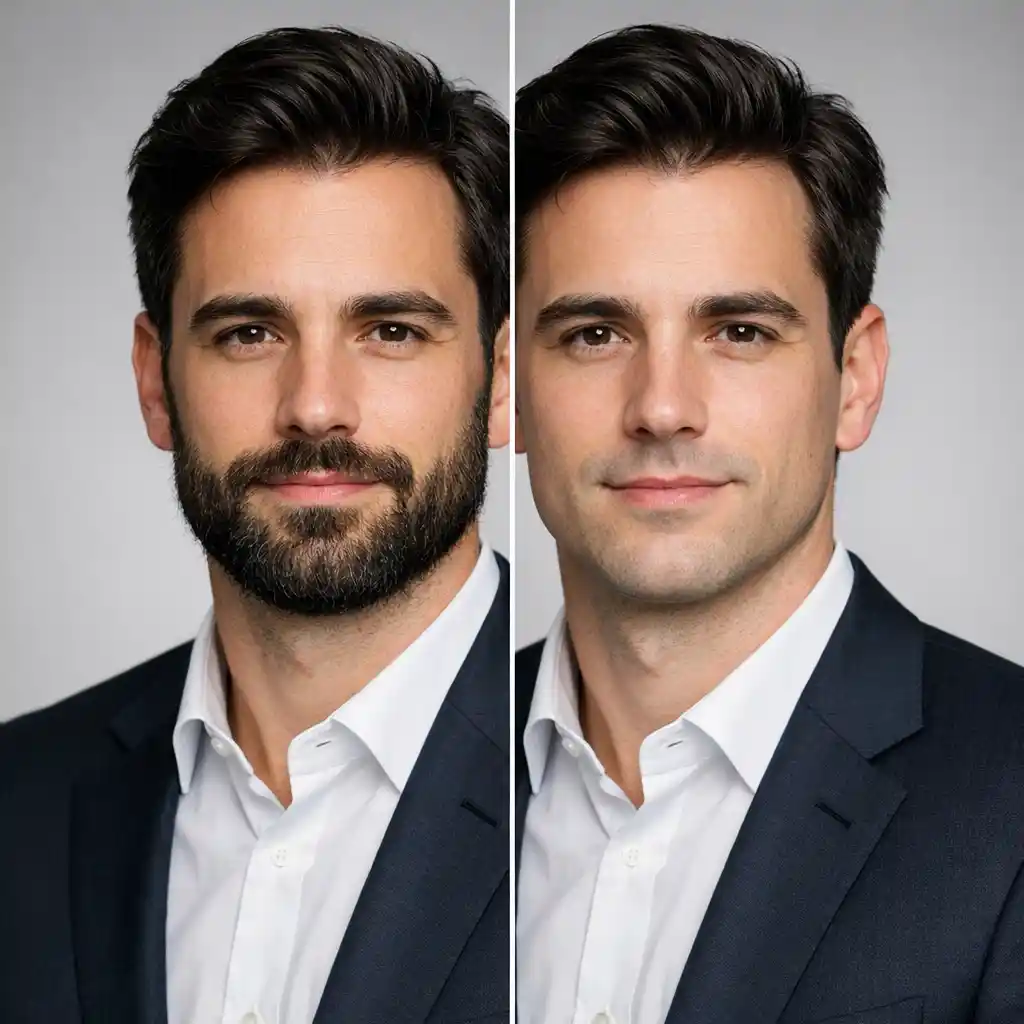 Best app that removes beard showing professional paid beard removal tool with high-resolution output