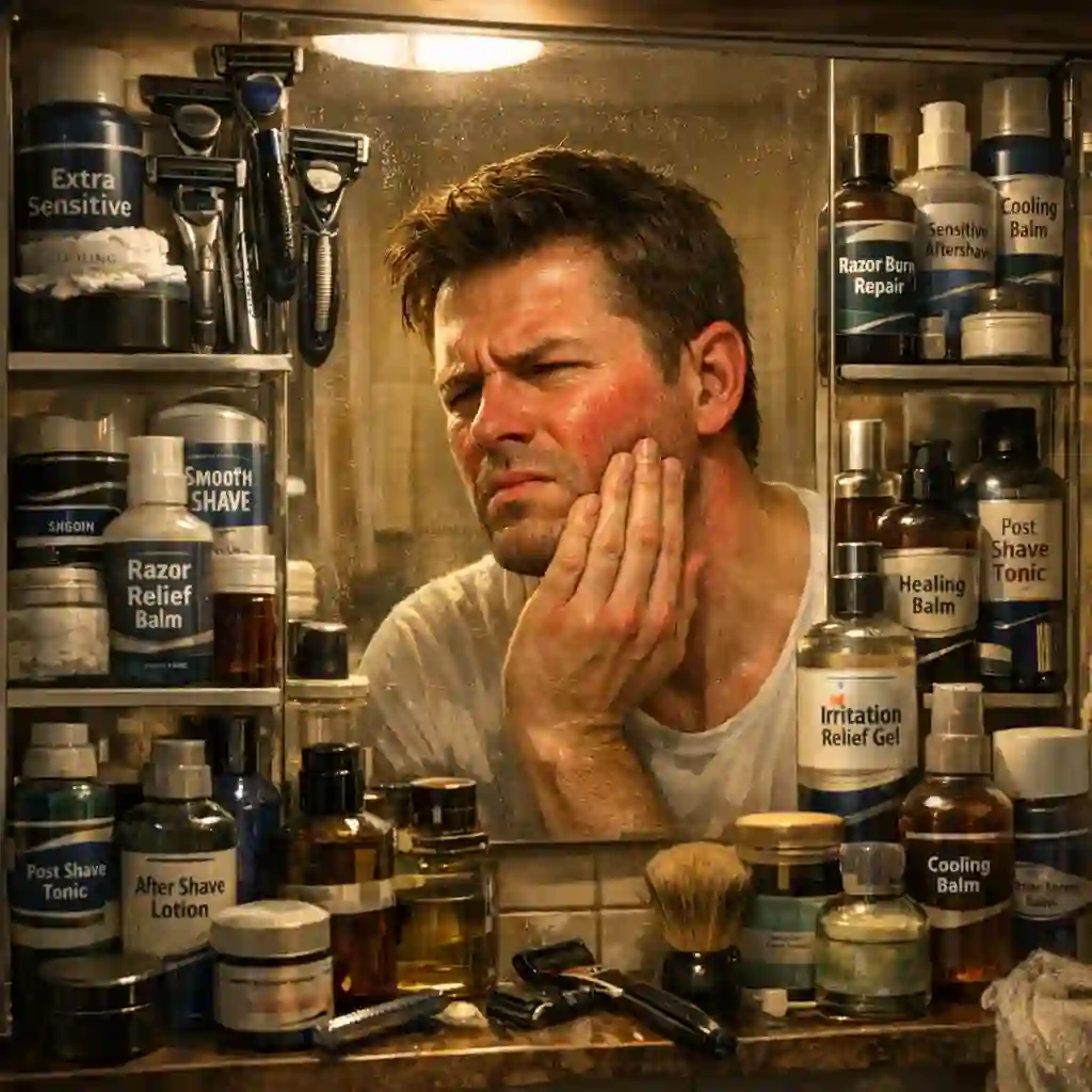 Clean shave and aftercare guide for men showing how to get smooth skin and prevent razor bumps and irritation
