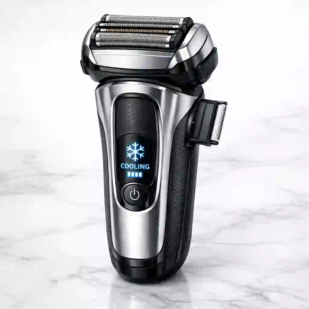 Best foil shaver for sensitive skin showing flexible foils cooling technology and precision trimmer for comfortable shaving