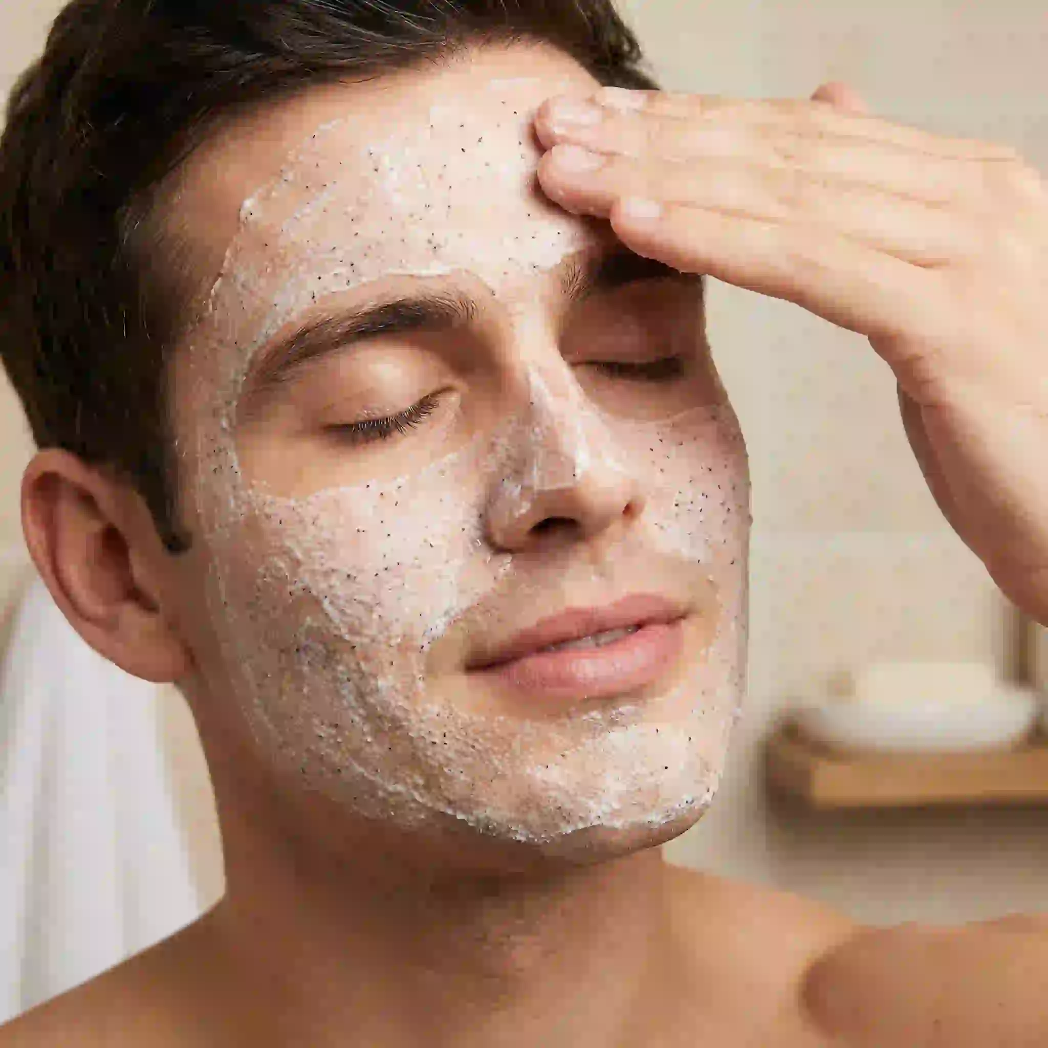 Clean shaven guide card showing a smooth face transformation with shaving routine tips and aftercare planning