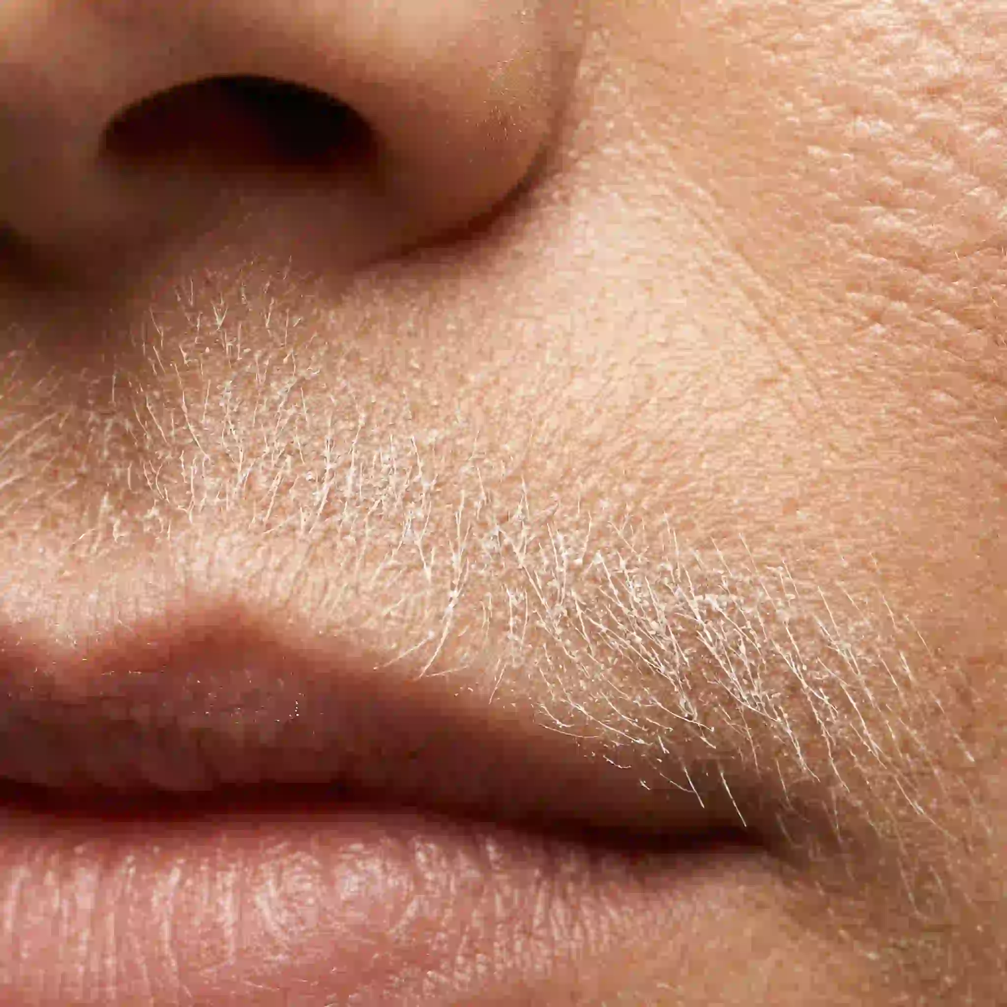 Hair identifier spray guide card showing a grooming product that reveals fine facial hair before shaving or dermaplaning