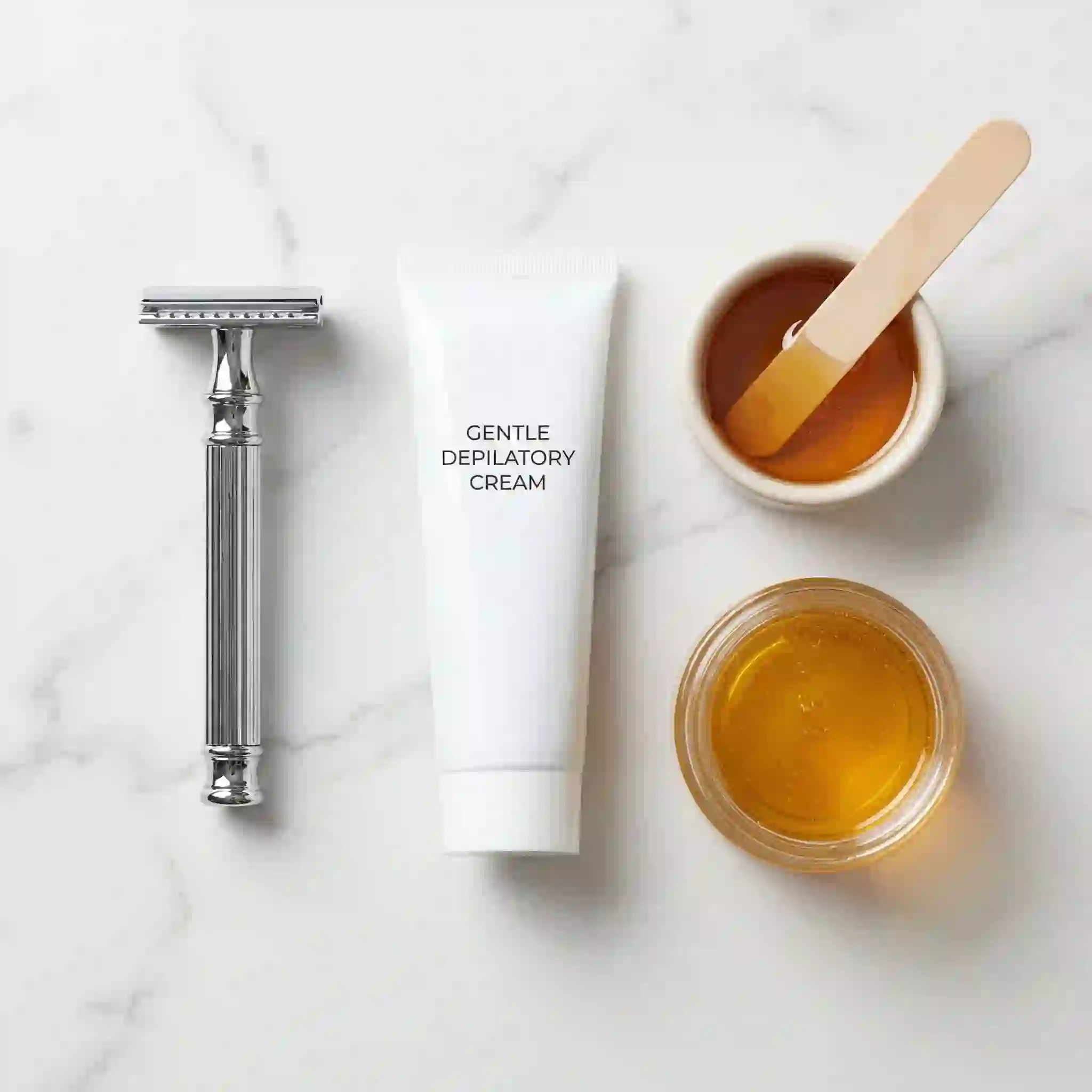 Physical beard removal methods diagram showing shaving depilatory creams waxing and sugaring hair shaft interaction