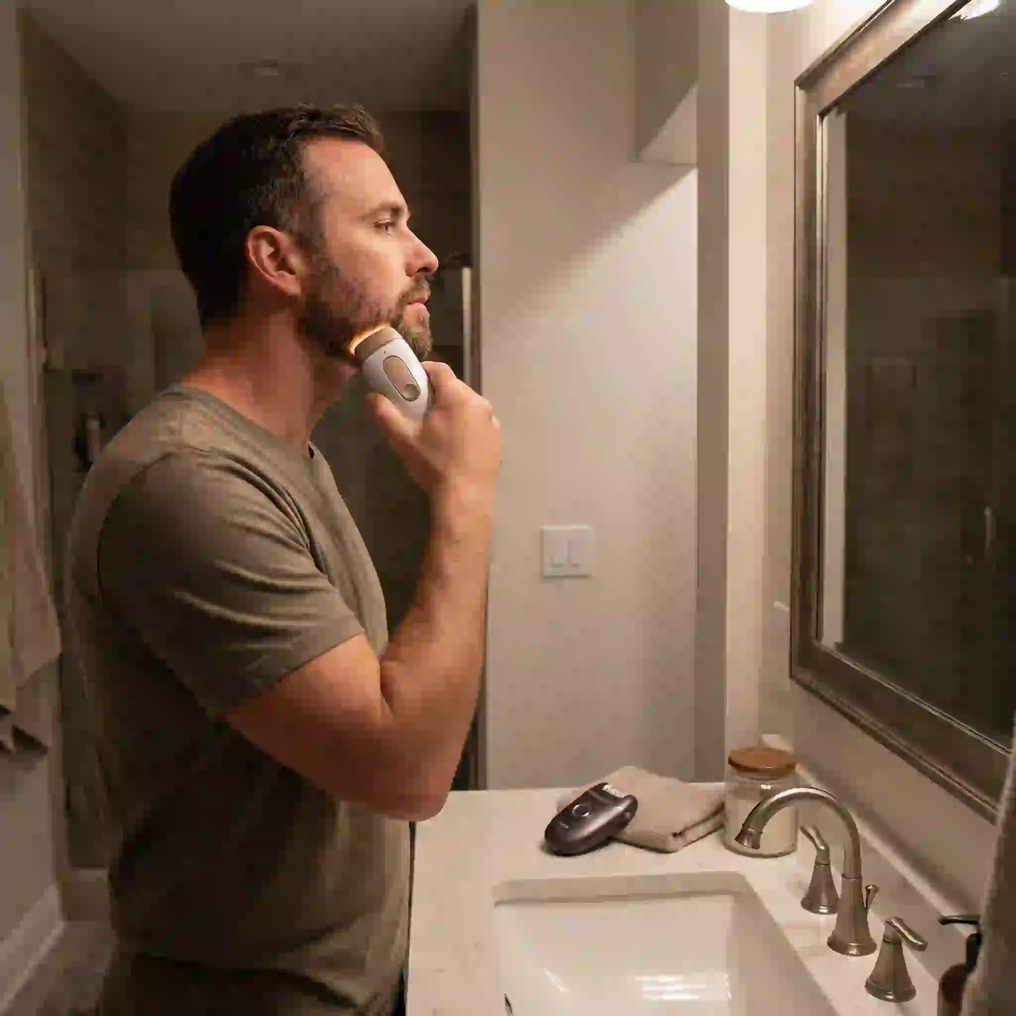 IPL device and electric epilator for facial hair removal showing light technology and mechanical plucking methods