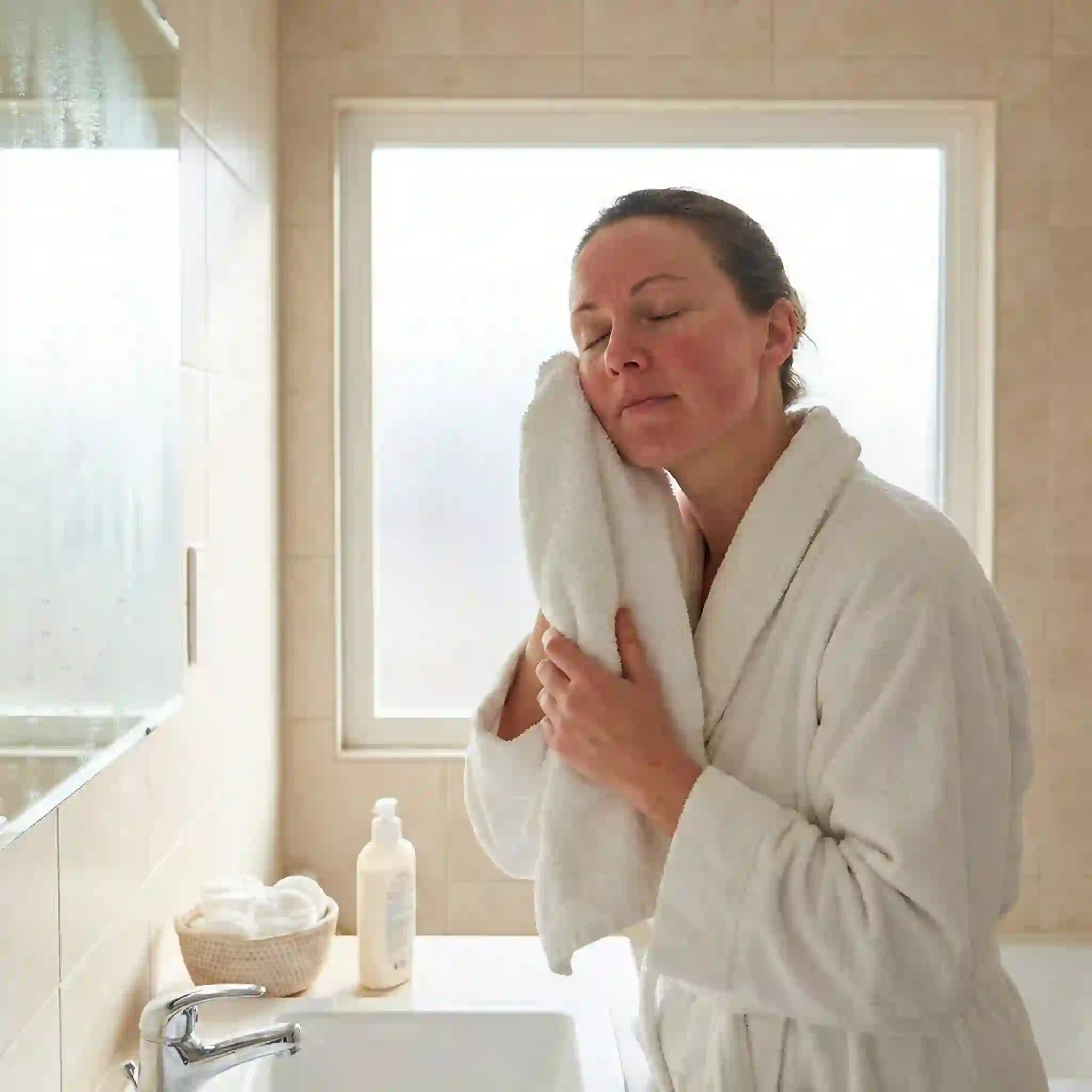 Applying soothing aloe vera fragrance-free moisturizer after facial hair removal to calm redness and restore skin barrier